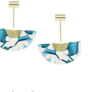 Metal Bar With Swinging Acetate Half Drop Earrings